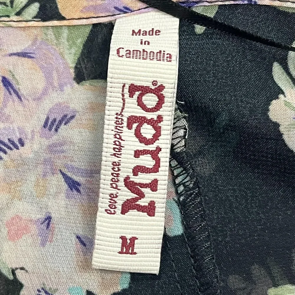 Mudd Black Floral Flowing Cover Shawl Medium Lightweight Cottagecore Frarmcore